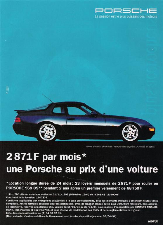 Publicité Porsche 968 -1994