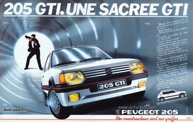 Publicité Peugeot 205 GTI 