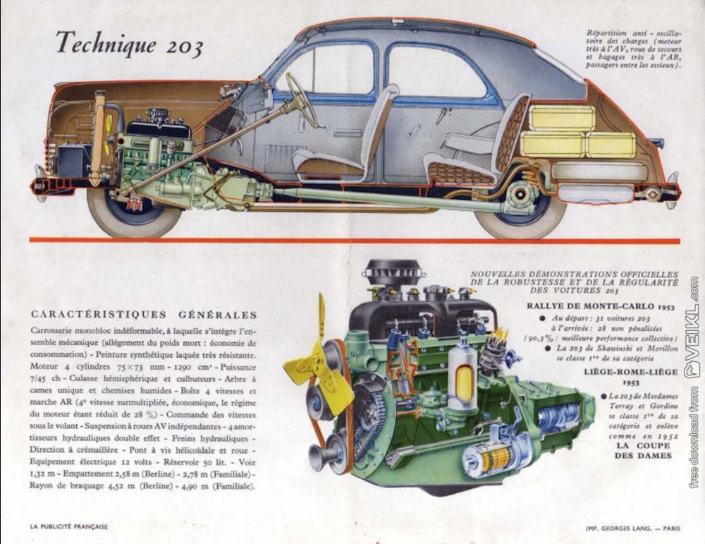 Brochure Peugeot 203 1954