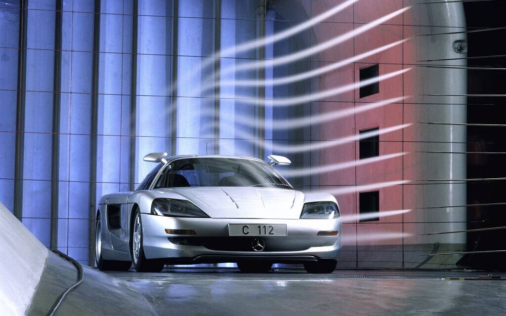 concept car C112 en soufflerie. Source : Mercedes Benz
