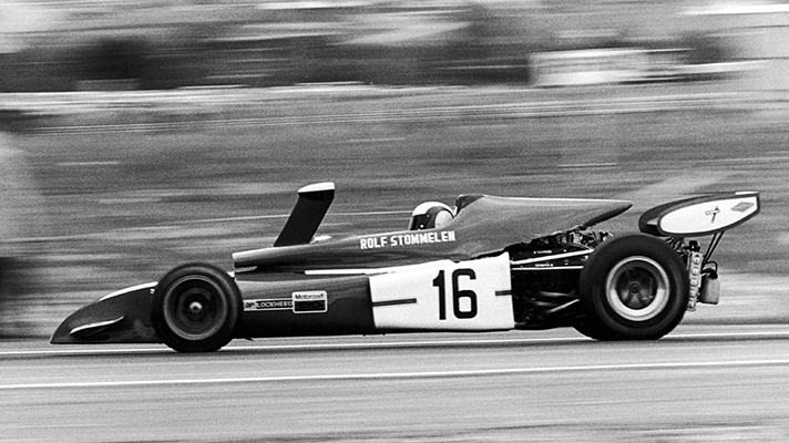 Monoplace Eifelland de 1972 en noir et blanc
